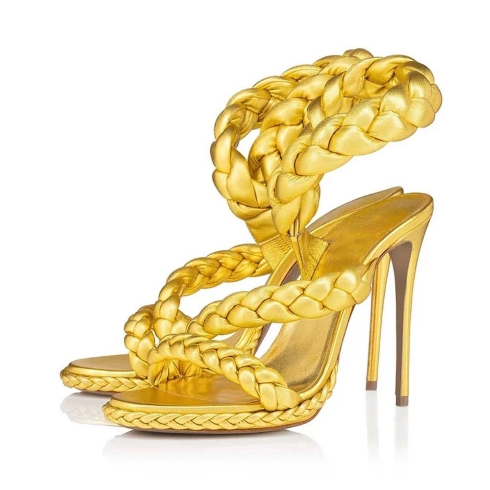 Christian Louboutin Woven Gold Heels
